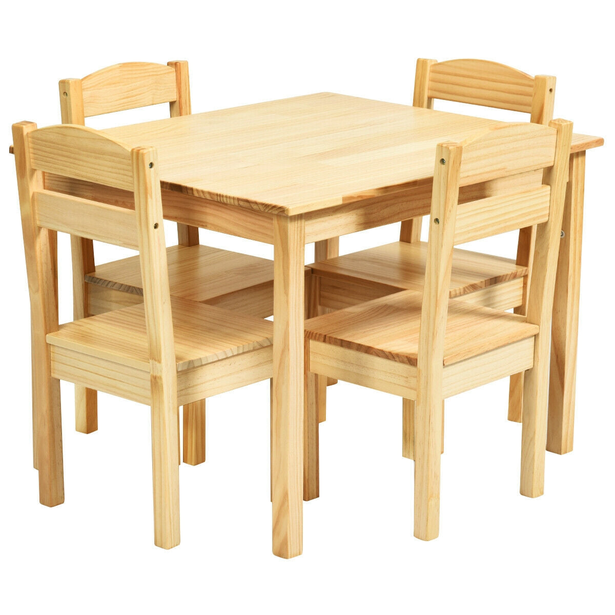 Kids Pine Wood Table Chair Set, 5 Pieces, Natural Kids Table & Chair Sets at Gallery Canada