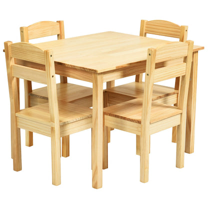 Kids Pine Wood Table Chair Set, 5 Pieces, Natural Kids Table & Chair Sets at Gallery Canada