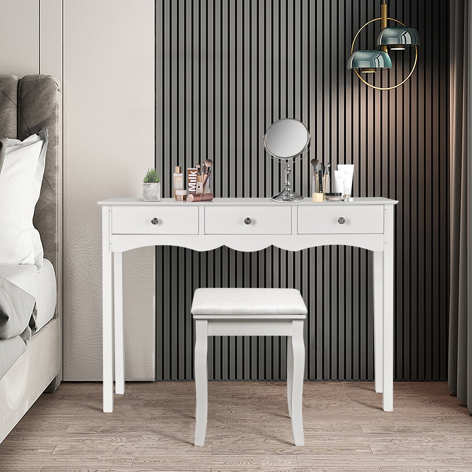 Side Sofa Table With Storage, 3 Drawers, White Console Tables at Gallery Canada