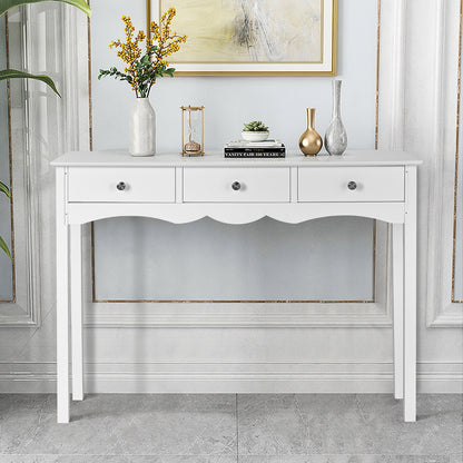 Side Sofa Table With Storage, 3 Drawers, White Console Tables at Gallery Canada