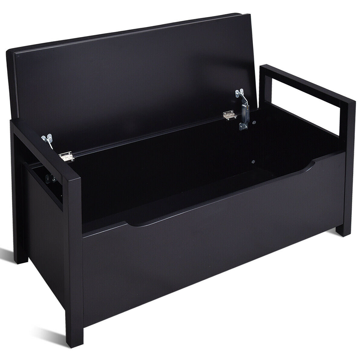 Shoe Storage Bench, 34.5 ×15.5 ×19.5 Inch, With Cushion Seat, Black Shoe Racks & Storage Benches at Gallery Canada
