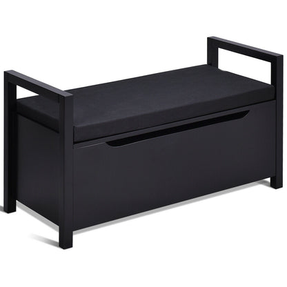 Shoe Storage Bench, 34.5 ×15.5 ×19.5 Inch, With Cushion Seat, Black Shoe Racks & Storage Benches at Gallery Canada