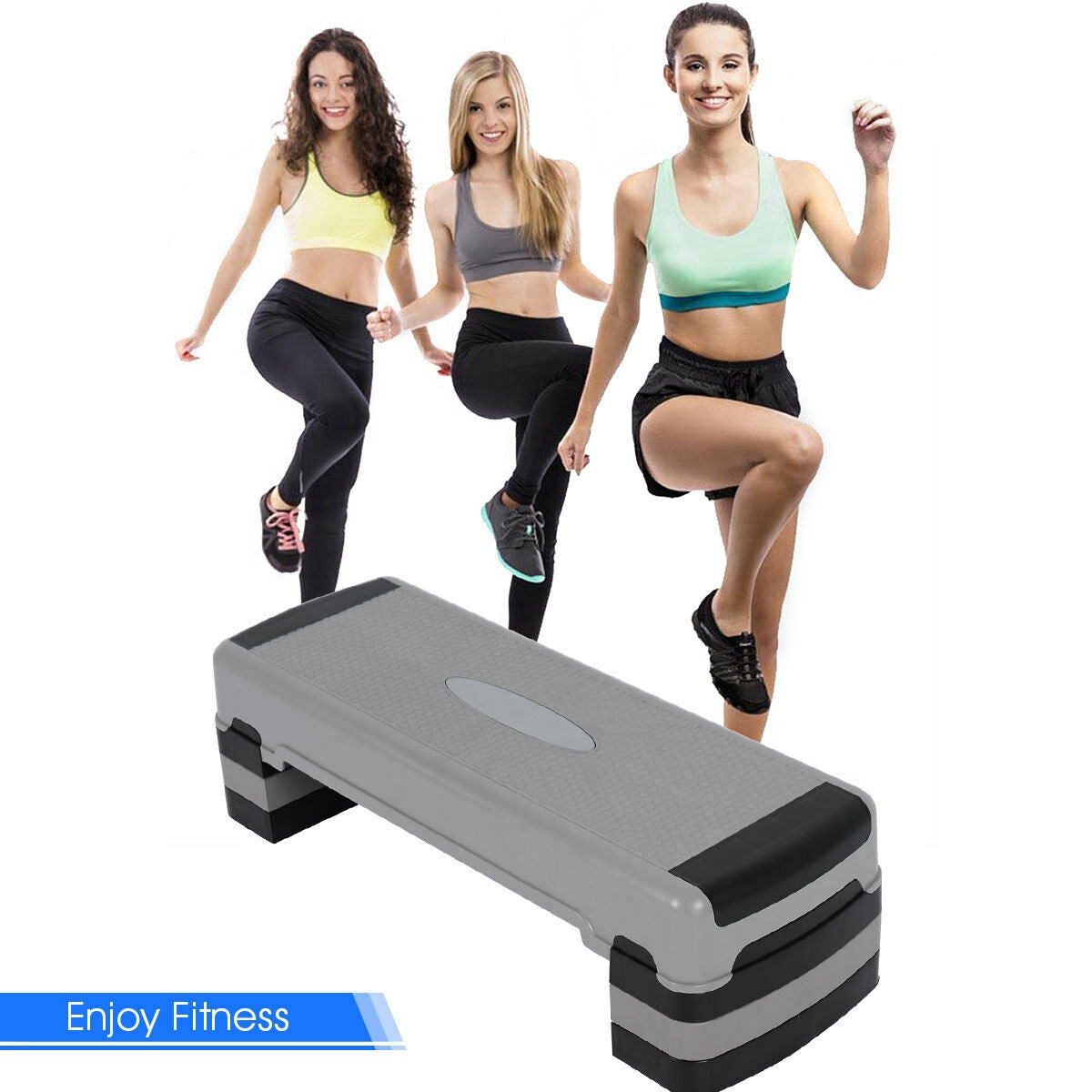 35 Inch Adjustable Exercise Stepper With Risers, Gray Sport Equipments at Gallery Canada