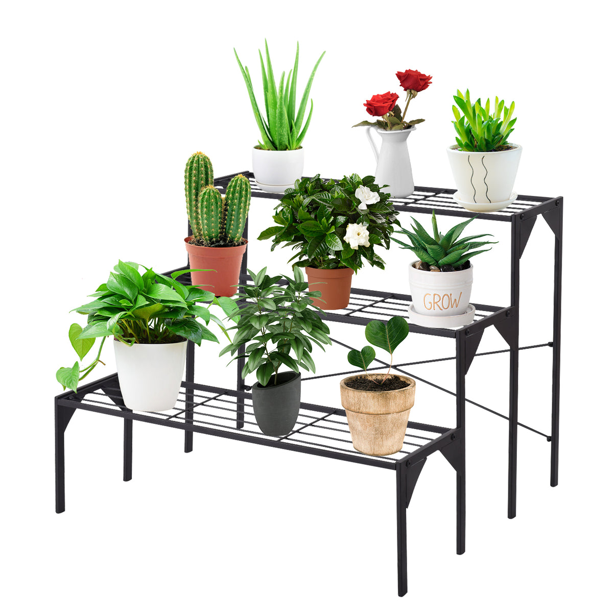 3 Tier Metal Plant Stand, Heavy Duty Rack, Black Plant Stands Black at Gallery Canada