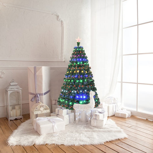 5 Feet/6 Feet/7 Feet Multicolor LED Fiber Optic Artificial Christmas Tree-5 Feet, Green Christmas Tree Green at Gallery Canada