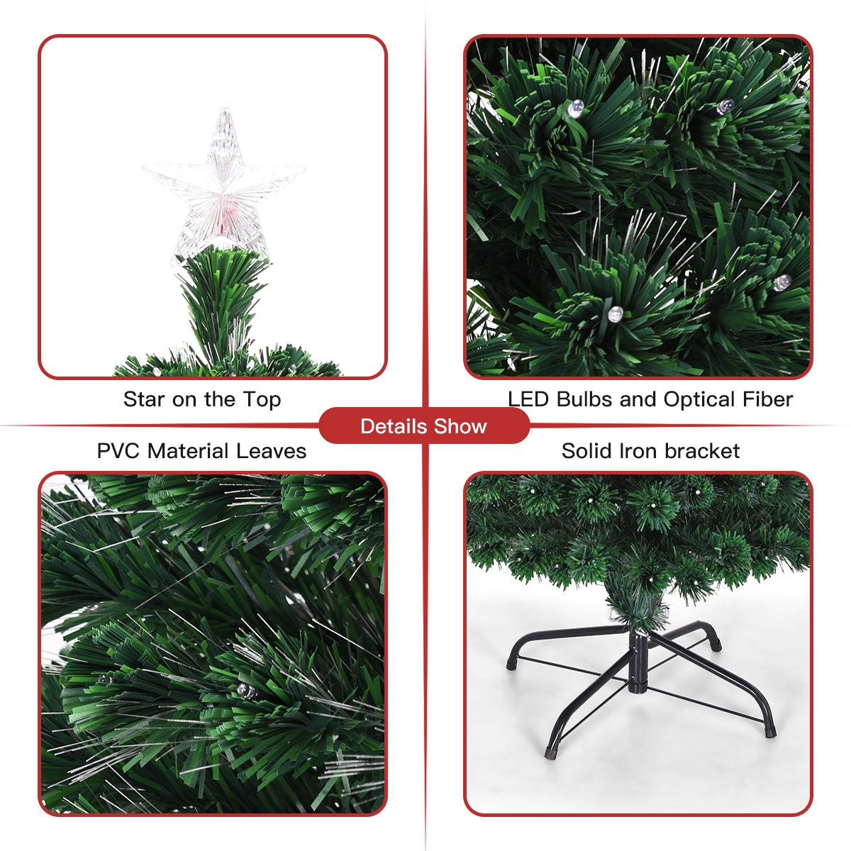 5 Feet/6 Feet/7 Feet Multicolor LED Fiber Optic Artificial Christmas Tree-5 Feet, Green Christmas Tree at Gallery Canada