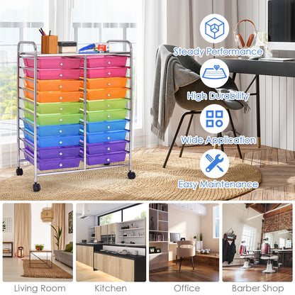 20 Drawers Storage Rolling Cart, Transparent, Multicolor File Cabinets at Gallery Canada