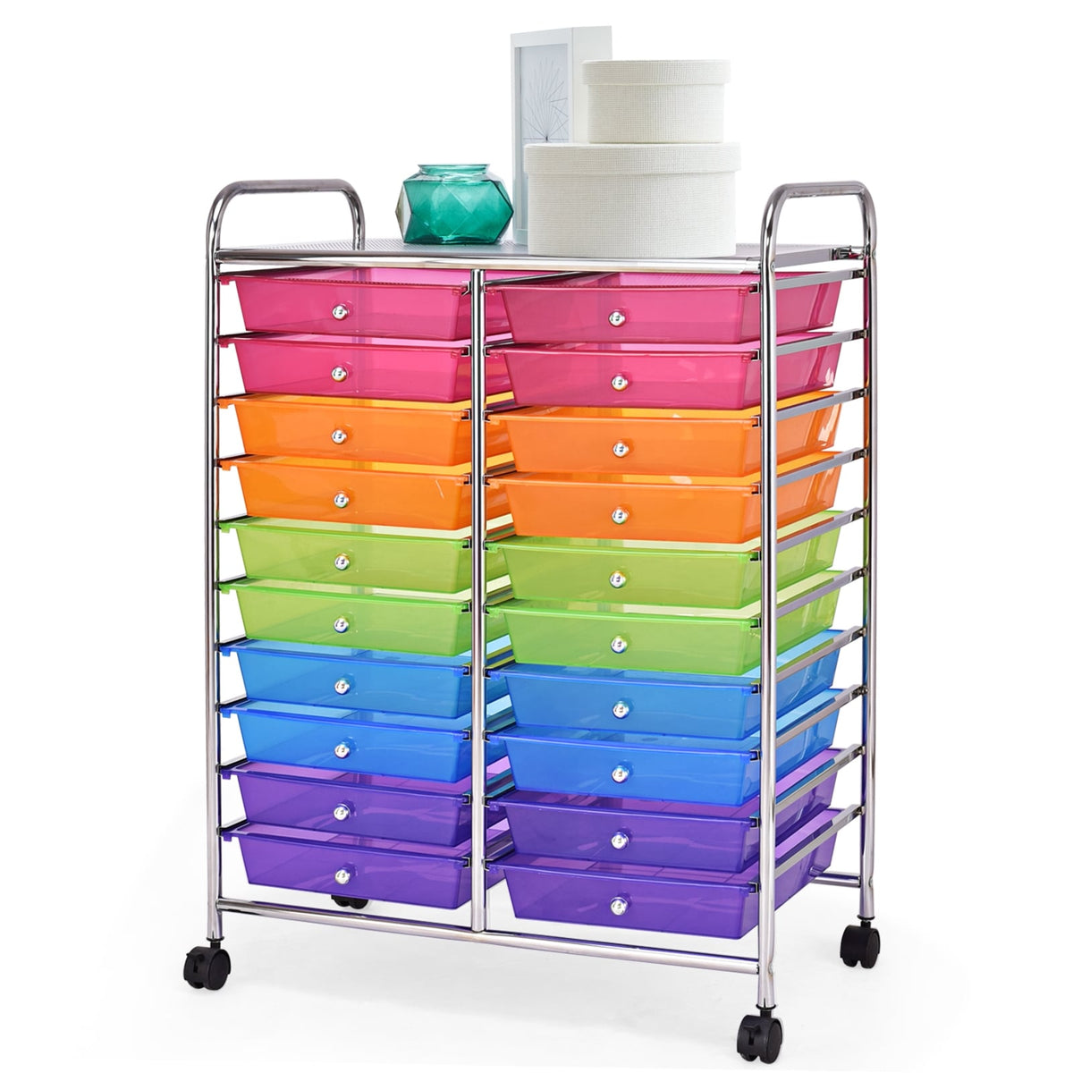 20 Drawers Storage Rolling Cart, Transparent, Multicolor File Cabinets at Gallery Canada