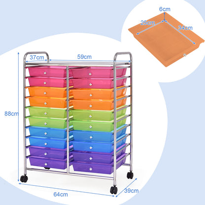 20 Drawers Storage Rolling Cart, Transparent, Multicolor File Cabinets at Gallery Canada