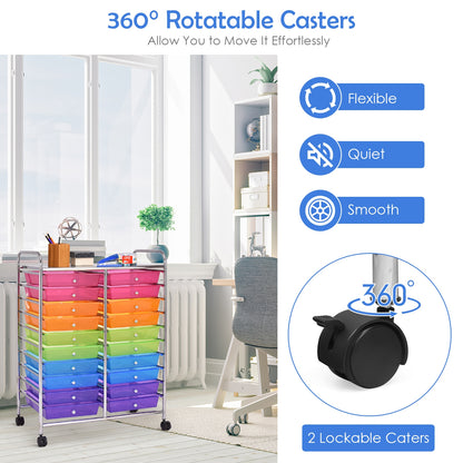 20 Drawers Storage Rolling Cart, Transparent, Multicolor File Cabinets at Gallery Canada