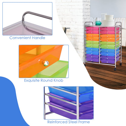 20 Drawers Storage Rolling Cart, Transparent, Multicolor File Cabinets at Gallery Canada