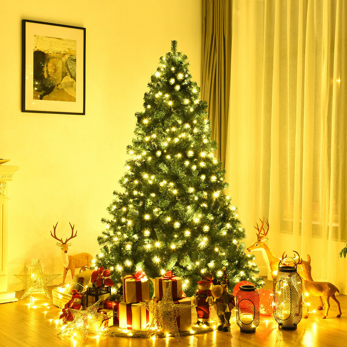 7 Ft PVC Artificial Christmas Tree With LED Lights, Green Christmas Tree at Gallery Canada