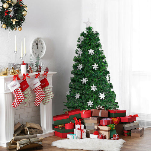 4/5/6 Feet LED Artificial Christmas Tree With Snowflakes, Green