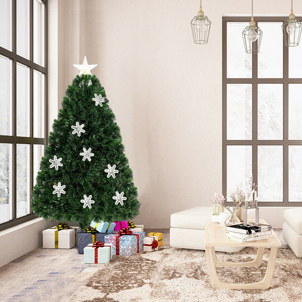 4/5/6 Feet LED Artificial Christmas Tree With Snowflakes, Green Christmas Tree at Gallery Canada
