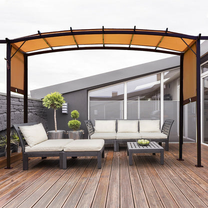 12 x 9 Feet Pergola Gazebo, Retractable Canopy, Brown Gazebos at Gallery Canada