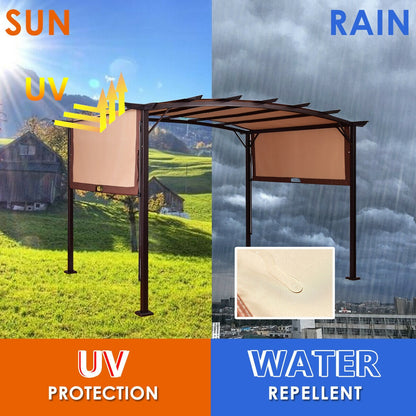 12 x 9 Feet Pergola Gazebo, Retractable Canopy, Brown Gazebos at Gallery Canada