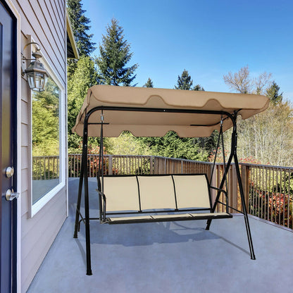 3 Person Steel Frame Patio Swing, Adjustable Canopy, Brown Porch Swings at Gallery Canada