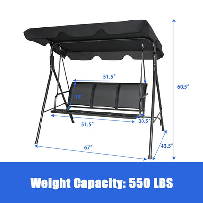 Outdoor Patio Swing Canopy, 3 Person, Black Porch Swings at Gallery Canada