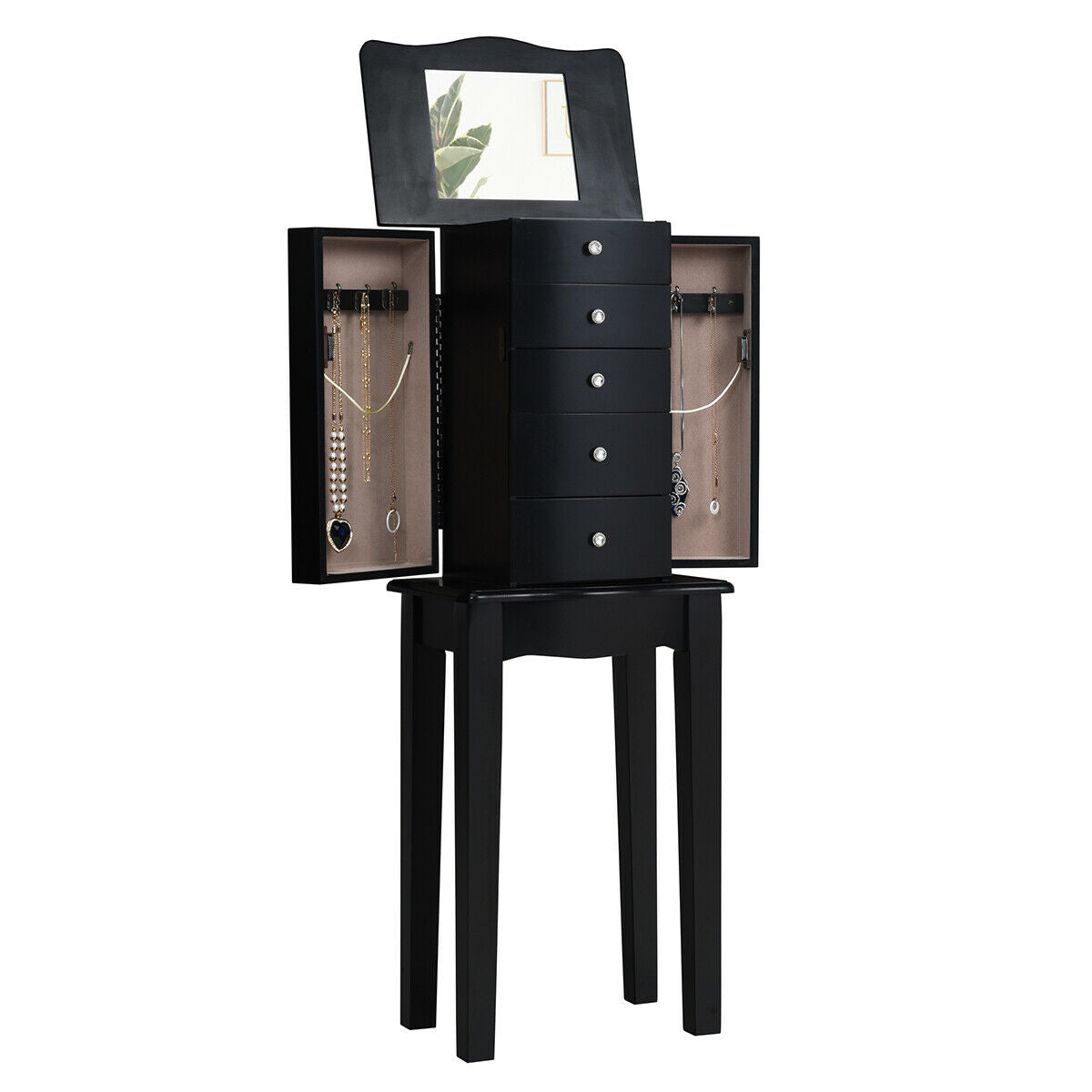 Wood Mirrored Jewelry Storage Chest Cabinet Jewelry Armoires at Gallery Canada