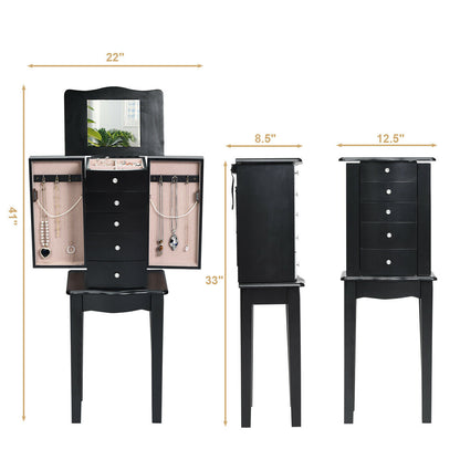 Wood Mirrored Jewelry Storage Chest Cabinet Jewelry Armoires at Gallery Canada