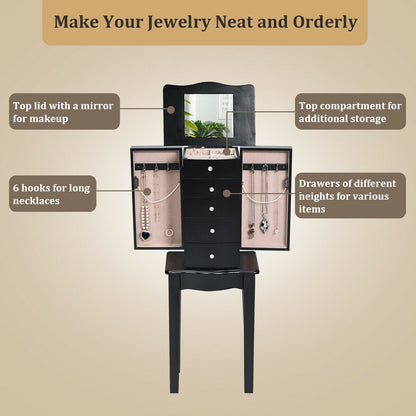 Wood Mirrored Jewelry Storage Chest Cabinet Jewelry Armoires at Gallery Canada