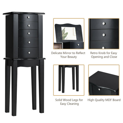 Wood Mirrored Jewelry Storage Chest Cabinet Jewelry Armoires at Gallery Canada