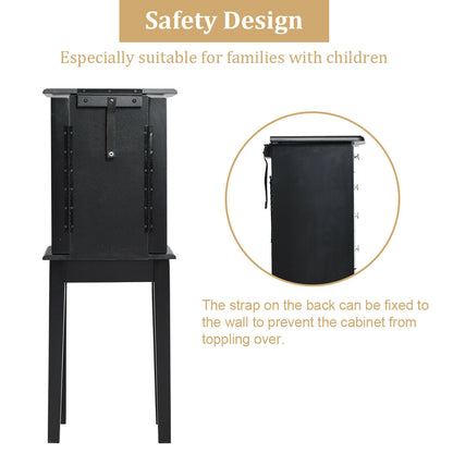 Wood Mirrored Jewelry Storage Chest Cabinet Jewelry Armoires at Gallery Canada