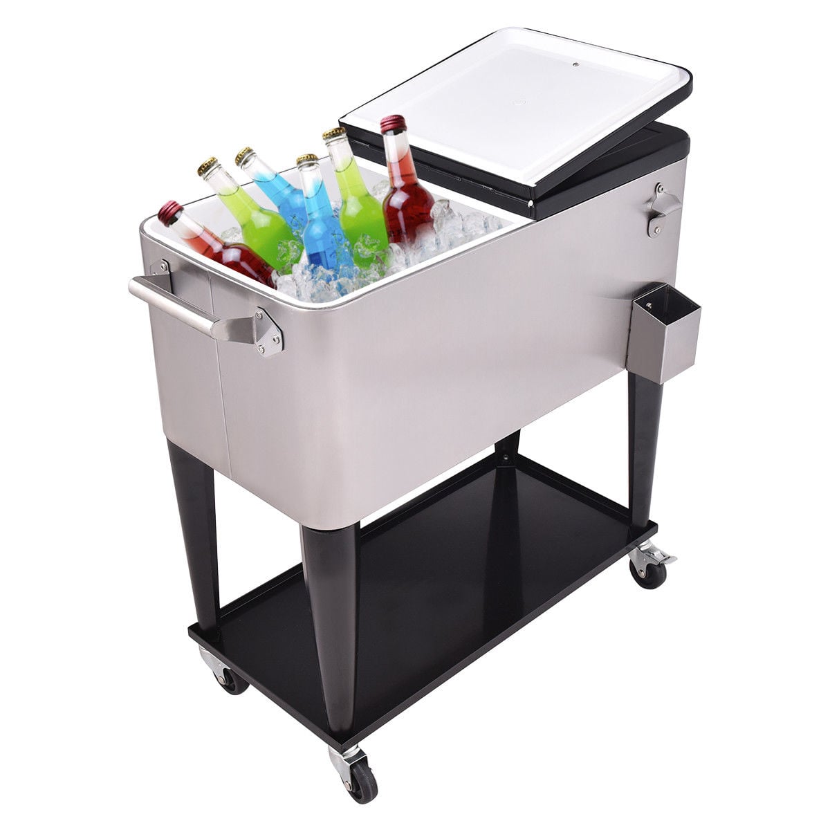80 Quart Stainless Steel Rolling Ice Beverage Cooler, Gray Coolers at Gallery Canada