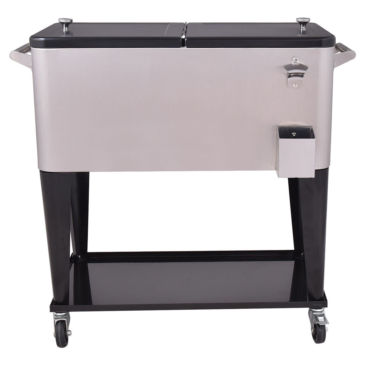 80 Quart Stainless Steel Rolling Ice Beverage Cooler, Gray Coolers at Gallery Canada