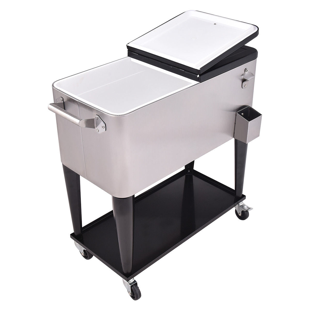 80 Quart Stainless Steel Rolling Ice Beverage Cooler, Gray Coolers at Gallery Canada