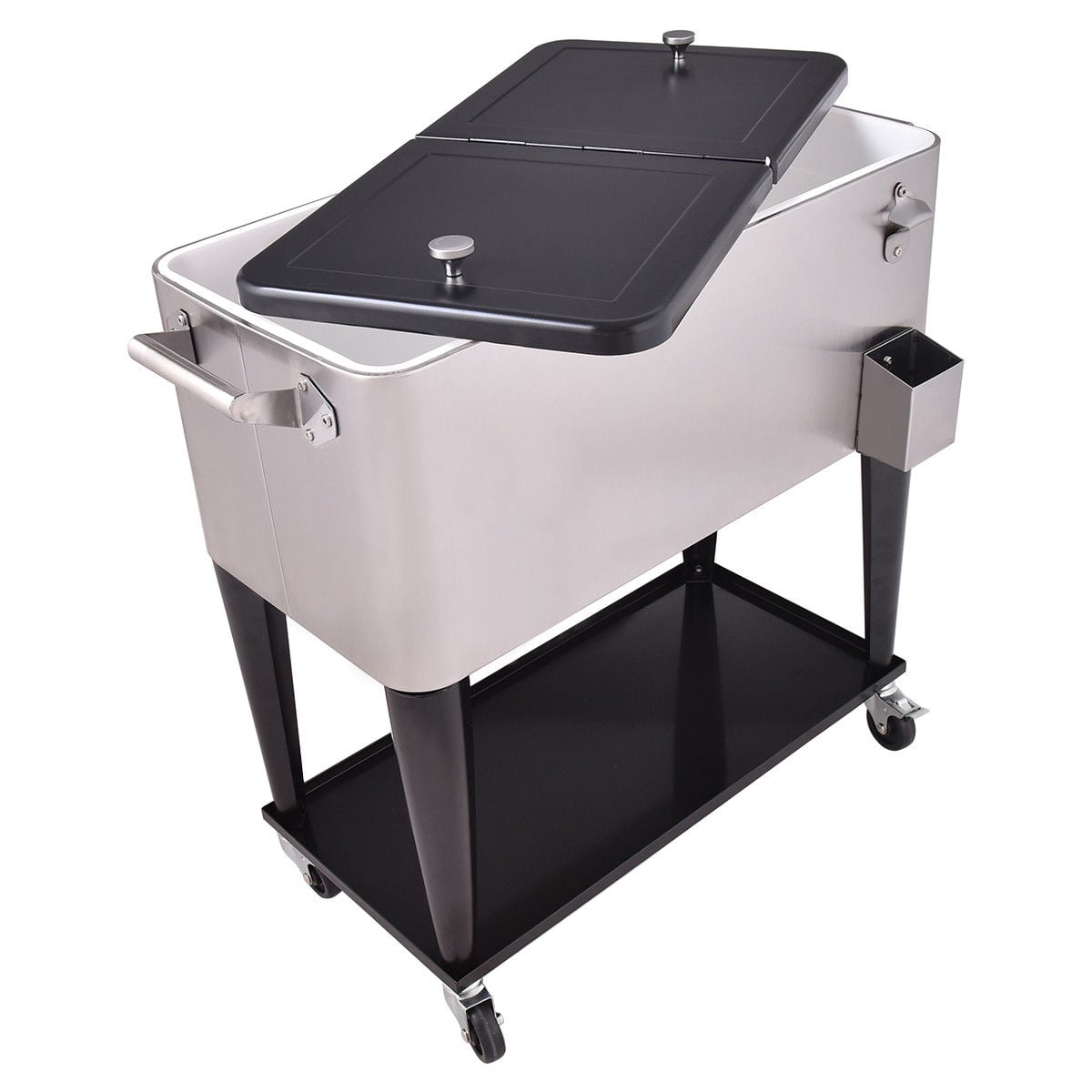 80 Quart Stainless Steel Rolling Ice Beverage Cooler, Gray Coolers at Gallery Canada