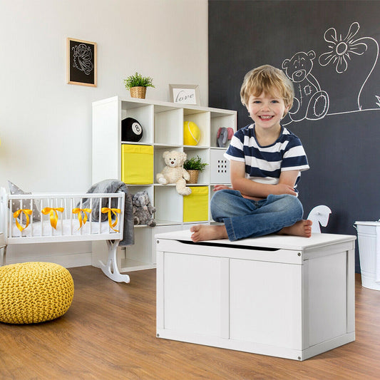 Safety Hinge Wooden Chest Organizer Toy Storage Box, White Kids Storage White at Gallery Canada