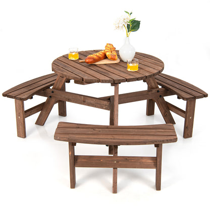 6 Person Wooden Picnic Table Set, Bench, Umbrella Hold Picnic Tables at Gallery Canada