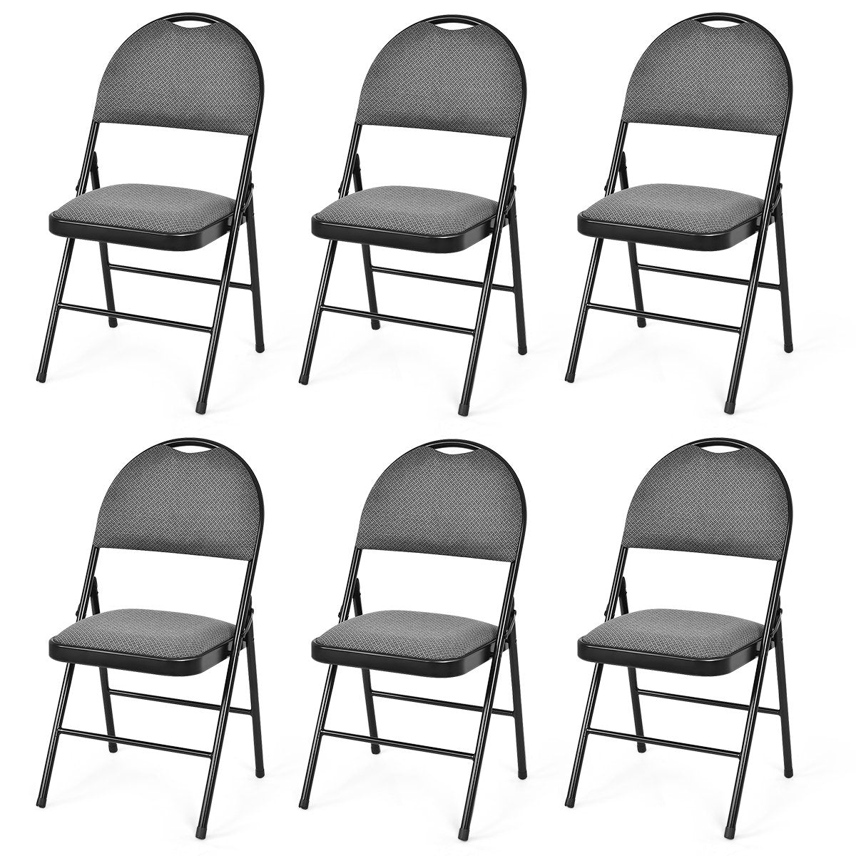 6 Pack Folding Chairs Portable Padded Office Kitchen Dining Chairs, Black Dining Chairs Black at Gallery Canada