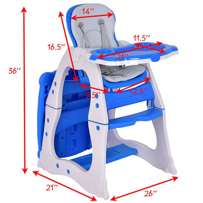 3 In 1 Convertible Play Table Seat High Chair, Blue High Chairs at Gallery Canada