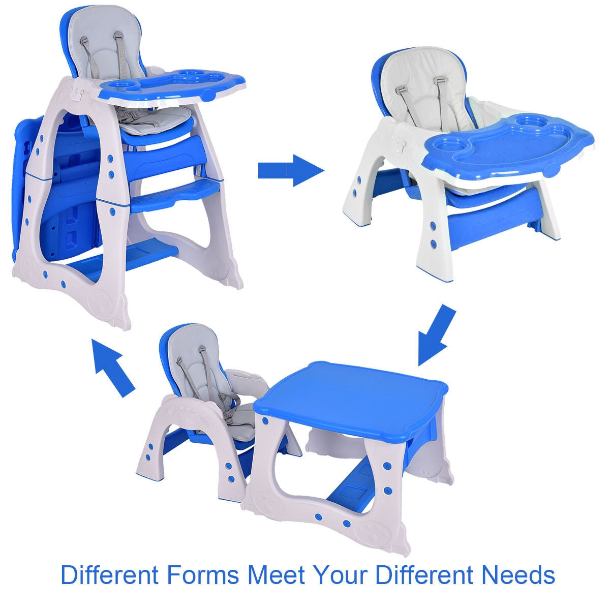 3 In 1 Convertible Play Table Seat High Chair, Blue High Chairs at Gallery Canada