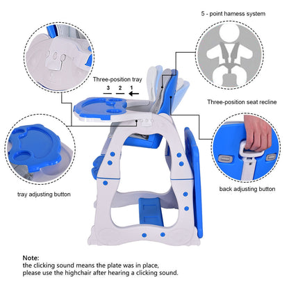 3 In 1 Convertible Play Table Seat High Chair, Blue High Chairs at Gallery Canada