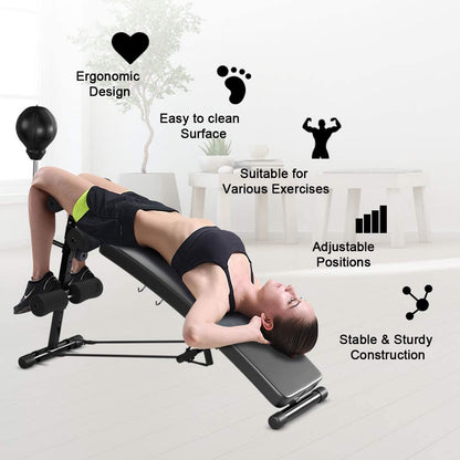 Adjustable Incline Curved Workout Fitness Sit Up Bench, Black Benches Racks & Bars at Gallery Canada