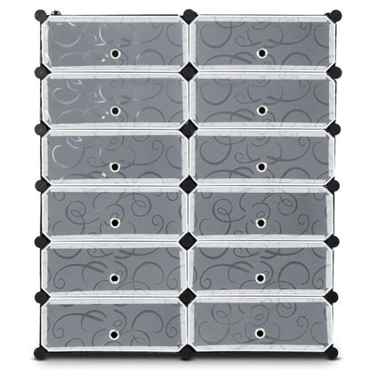 12-Cube Plastic Shoe Rack With Transparent Doors, Black Shoe Racks & Storage Benches at Gallery Canada