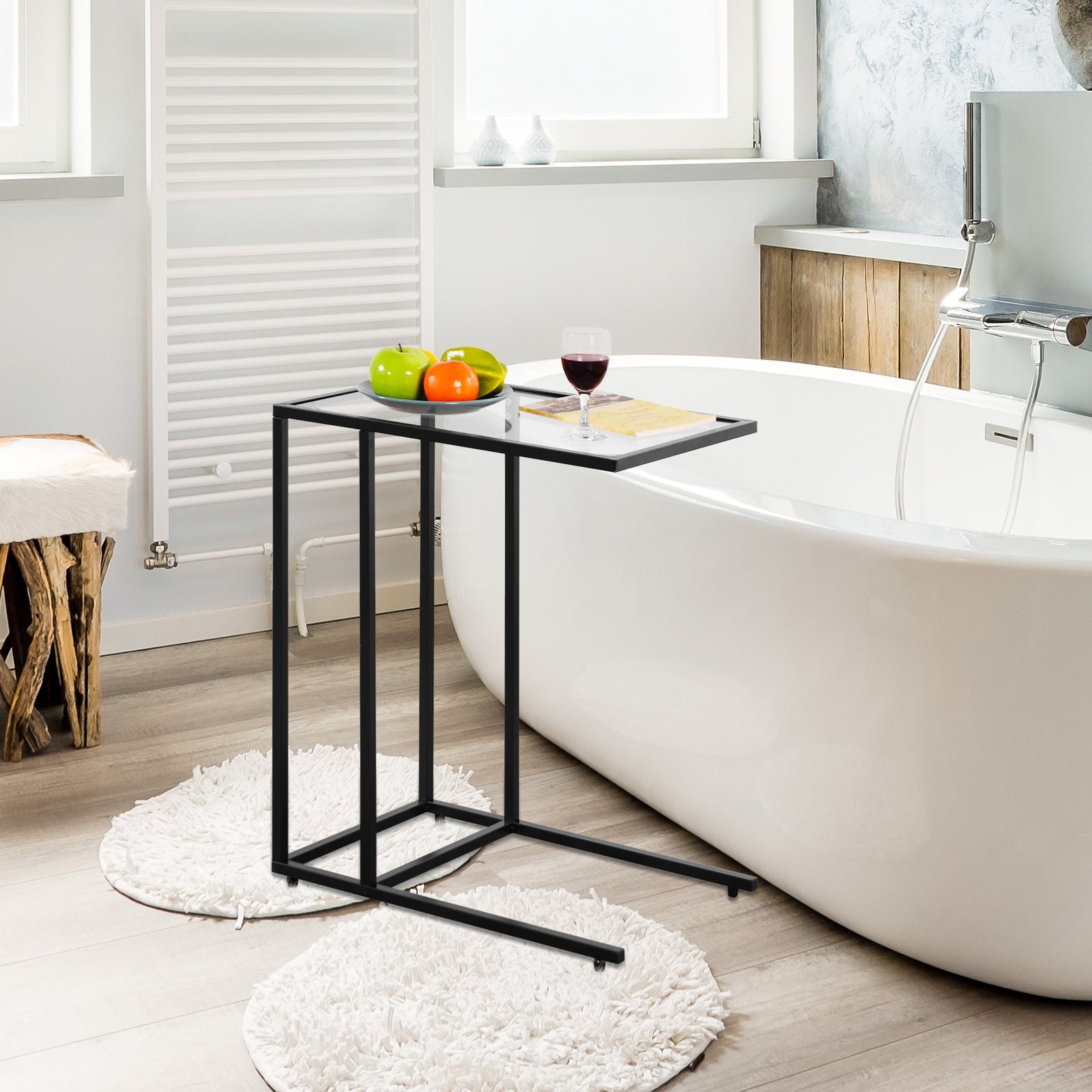 Sofa End Table, Coffee Side Table With Glass Top, Black End & Side Tables at Gallery Canada