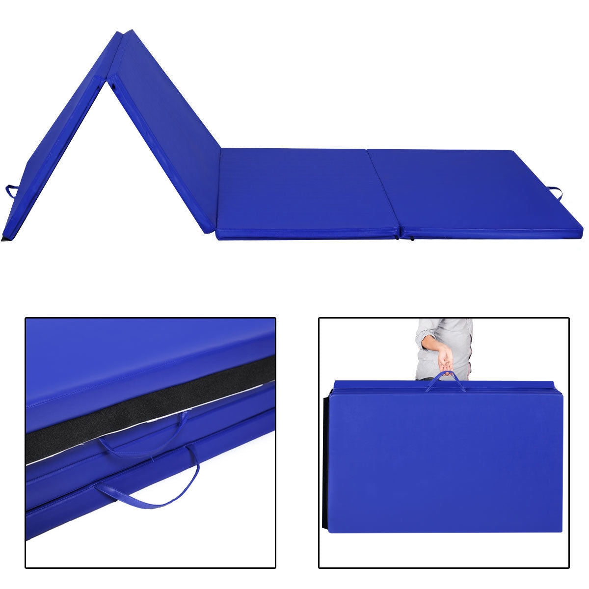 4 Feet x 10 Feet Folding Gymnastics Mat, Blue Yoga & Gym Mats at Gallery Canada
