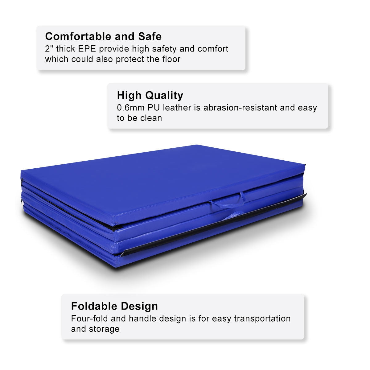 4 Feet x 10 Feet Folding Gymnastics Mat, Blue Yoga & Gym Mats at Gallery Canada