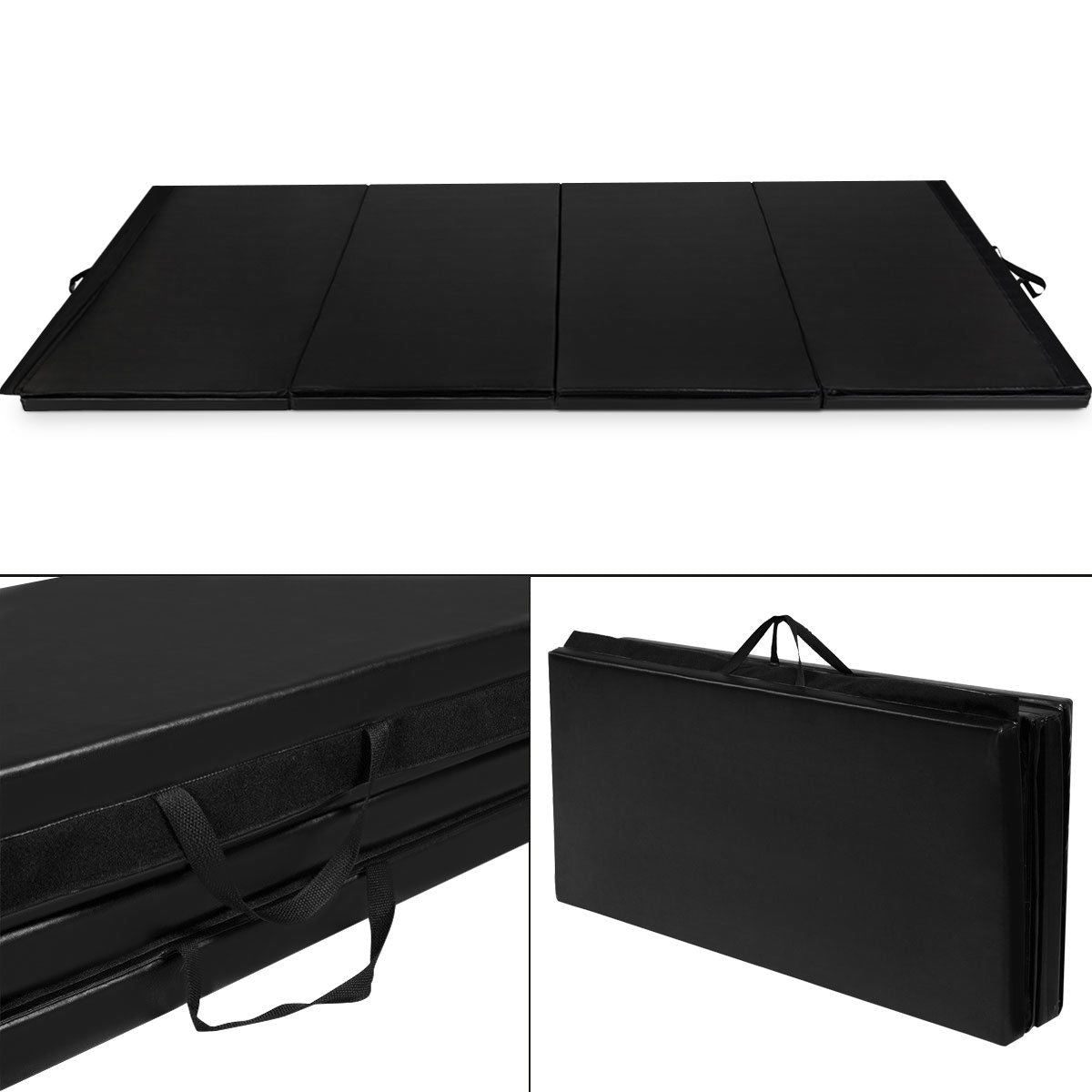 4 Feet x 10 Feet Thick Folding Gymnastics Mat, Black Yoga & Gym Mats at Gallery Canada