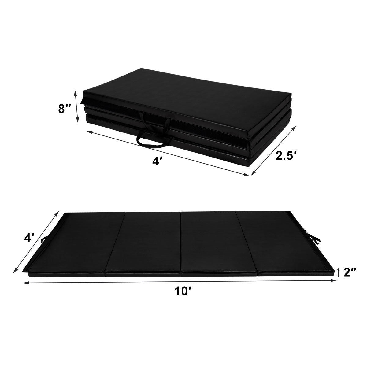 4 Feet x 10 Feet Thick Folding Gymnastics Mat, Black Yoga & Gym Mats at Gallery Canada