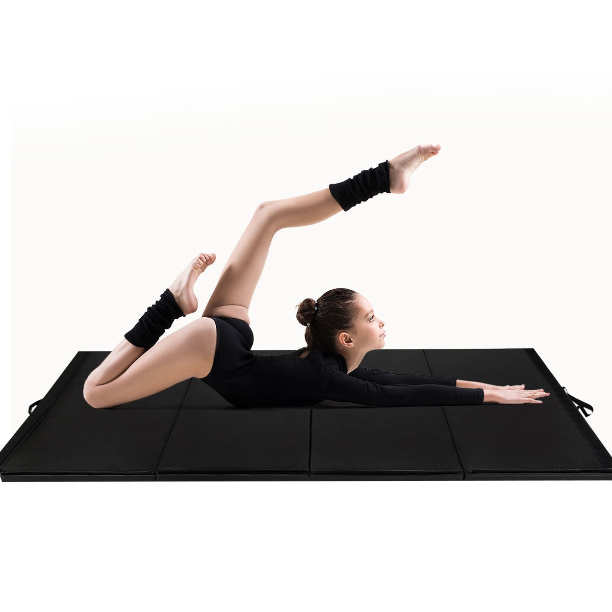 4 Feet x 10 Feet Thick Folding Gymnastics Mat, Black Yoga & Gym Mats at Gallery Canada