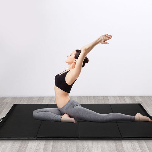 4 Feet x 10 Feet Thick Folding Gymnastics Mat, Black