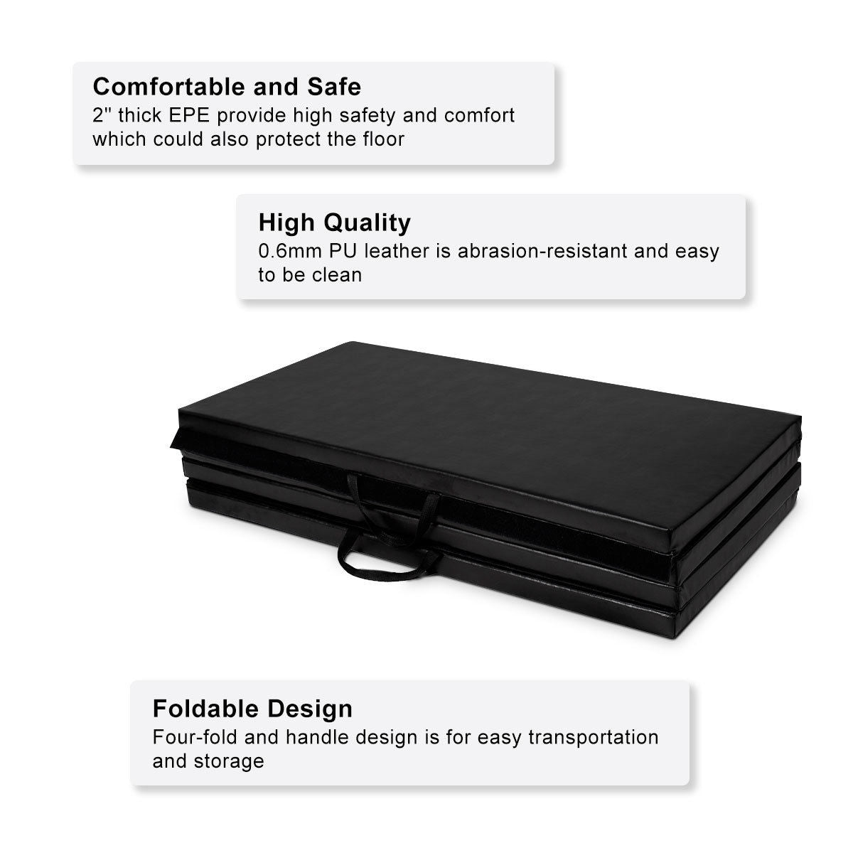 4 Feet x 10 Feet Thick Folding Gymnastics Mat, Black Yoga & Gym Mats at Gallery Canada