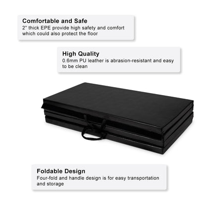 4 Feet x 10 Feet Thick Folding Gymnastics Mat, Black Yoga & Gym Mats at Gallery Canada