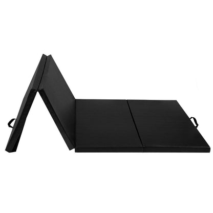 4 Feet x 10 Feet Thick Folding Gymnastics Mat, Black Yoga & Gym Mats Black at Gallery Canada