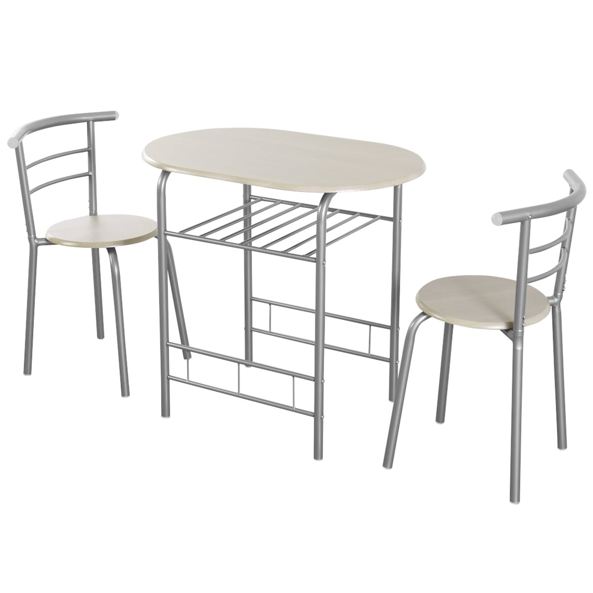 3-Piece Space-Saving Bistro Set for Kitchen and Apartment, Light Gray Dining Room Sets Light Gray at Gallery Canada
